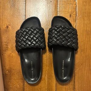 Loeffler Randall Black Braided Slide Sandals